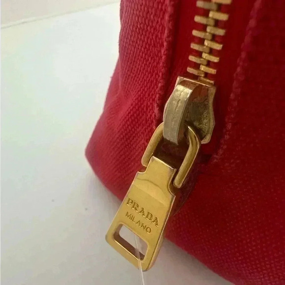 Authentic PRADA Pouch Canvas Red Women's - Picture 11 of 17